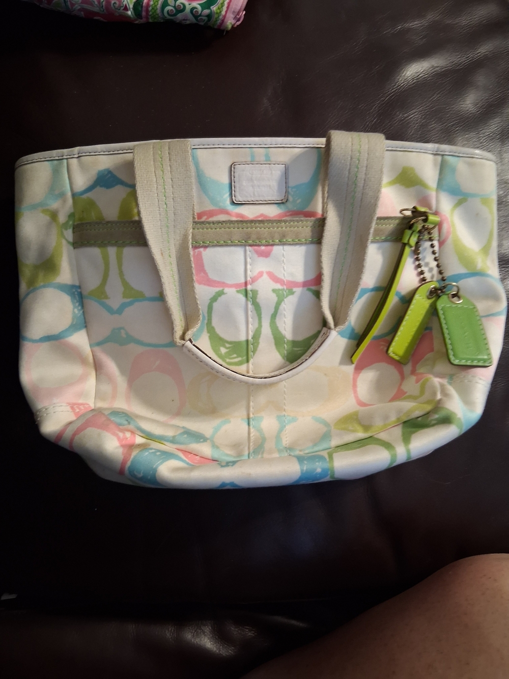 Authentic Coach Hampton Scribble Tote Y2K Vintage Pastel Signature